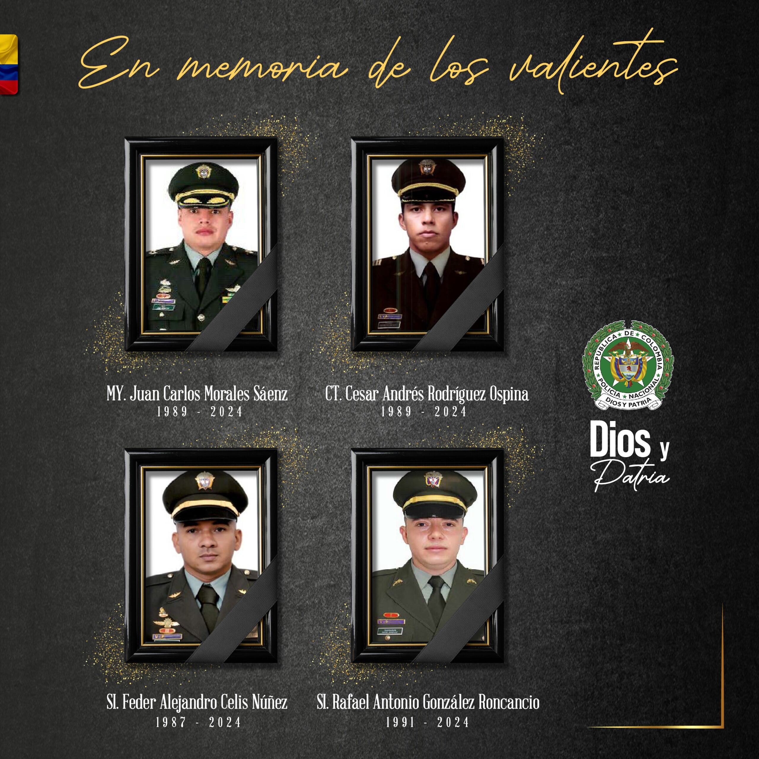 Uniformados de la Policía fallecidos en accidente aéreo