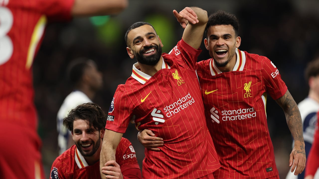 Mohamed Salah y Luis Díaz celebrando un gol de Liverpool