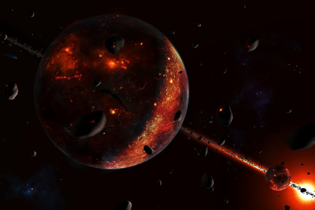 La Luna y los océanos serían huellas de una colisión fortuita.