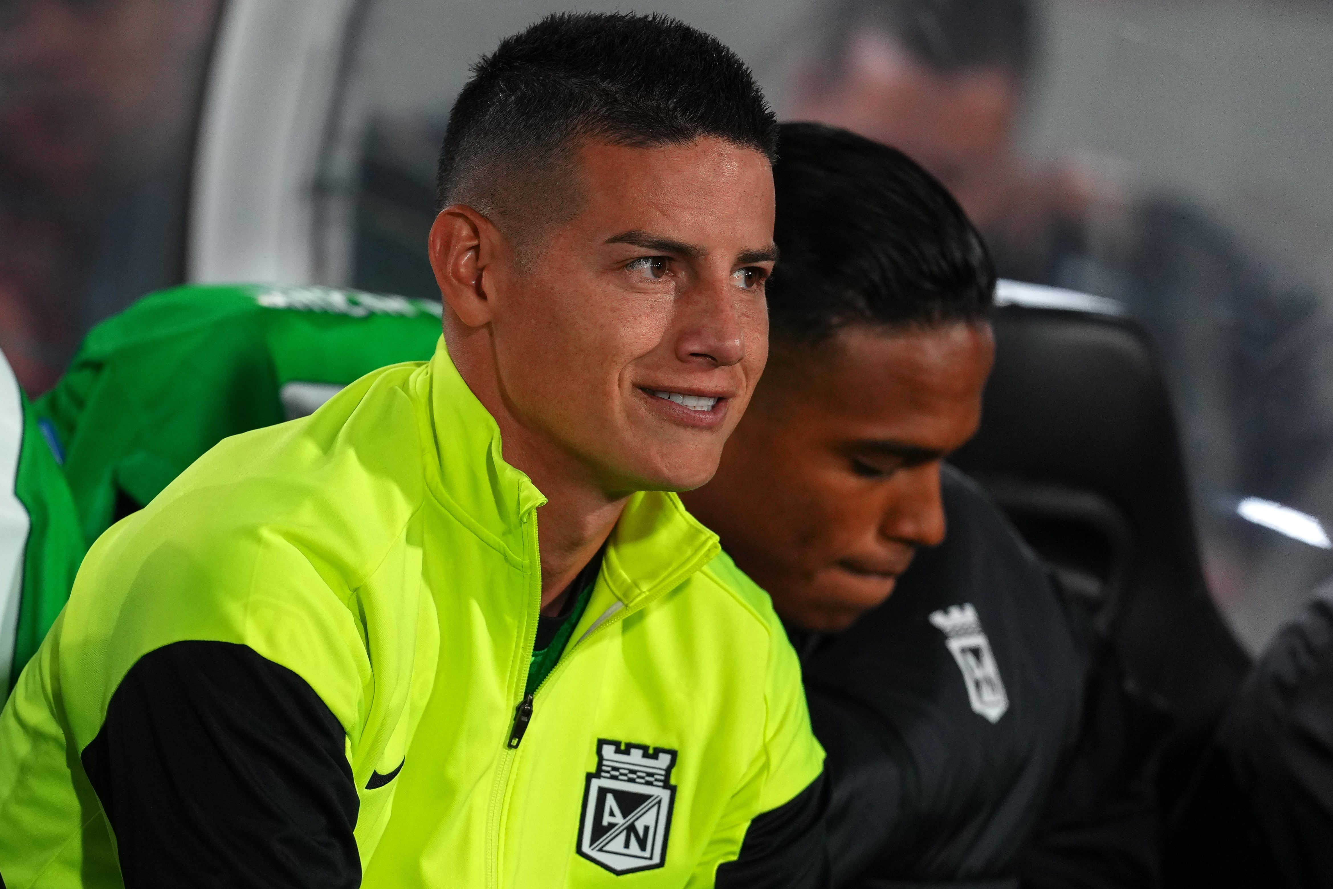 BOGOTA, COLOMBIA - SEPTEMBER 16: James Rodriguez of Atletico Nacional smiles before the Liga BetPlay II 2026 match between Internacional de Bogota and Atletico Nacional at Estadio El Campin on September 16, 2026 in Bogota, Colombia. (Photo by Andres Rot/Getty Images)