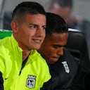 BOGOTA, COLOMBIA - SEPTEMBER 16: James Rodriguez of Atletico Nacional smiles before the Liga BetPlay II 2026 match between Internacional de Bogota and Atletico Nacional at Estadio El Campin on September 16, 2026 in Bogota, Colombia. (Photo by Andres Rot/Getty Images)