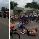 Aunque fue aparatosa la caída, los médicos de la Vuelta a Colombia no reportaron heridas de gravedad en los ciclistas. Foto: Instagram @ricardohenaocalderon.