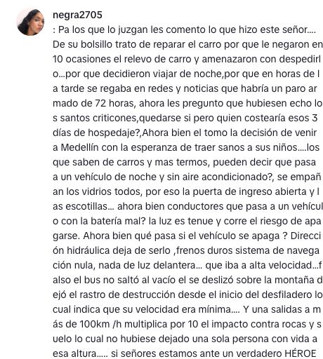 La publicación en TikTok Negra2705.