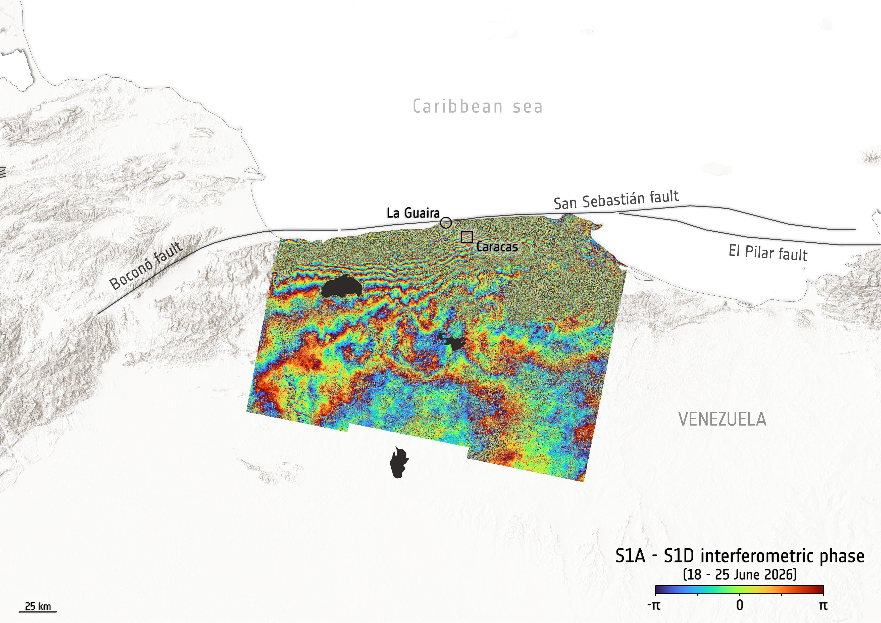 La comparación de imágenes confirmó una alteración física del terreno en Venezuela