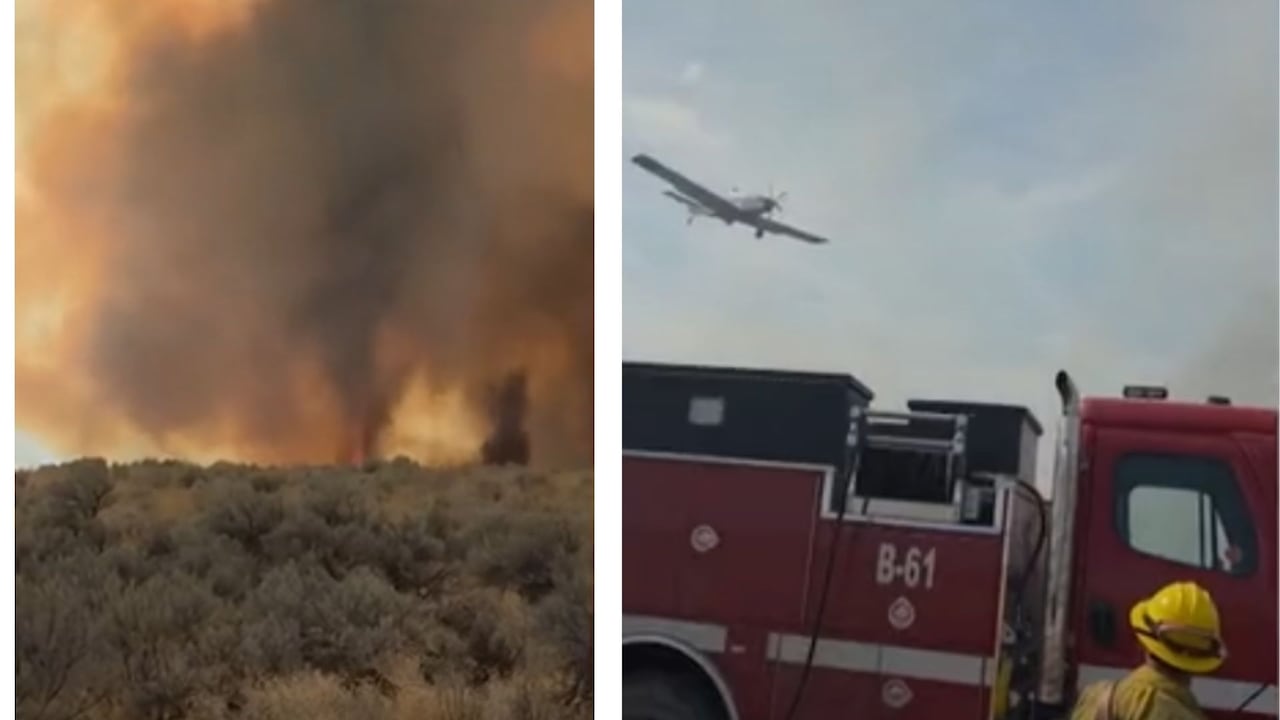 Un impresionante remolino de fuego fue captado durante las labores de los bomberos para controlar el Cave Fire, cerca de Kuna, Idaho.