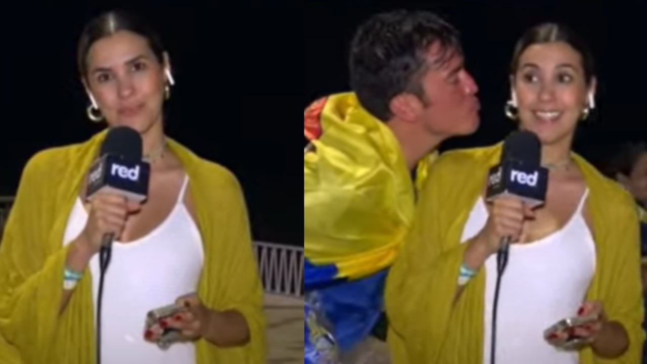 Instante en que el concejal Julián Andrés Gómez Martínez intentó besar a la periodista María Juliana Correa.