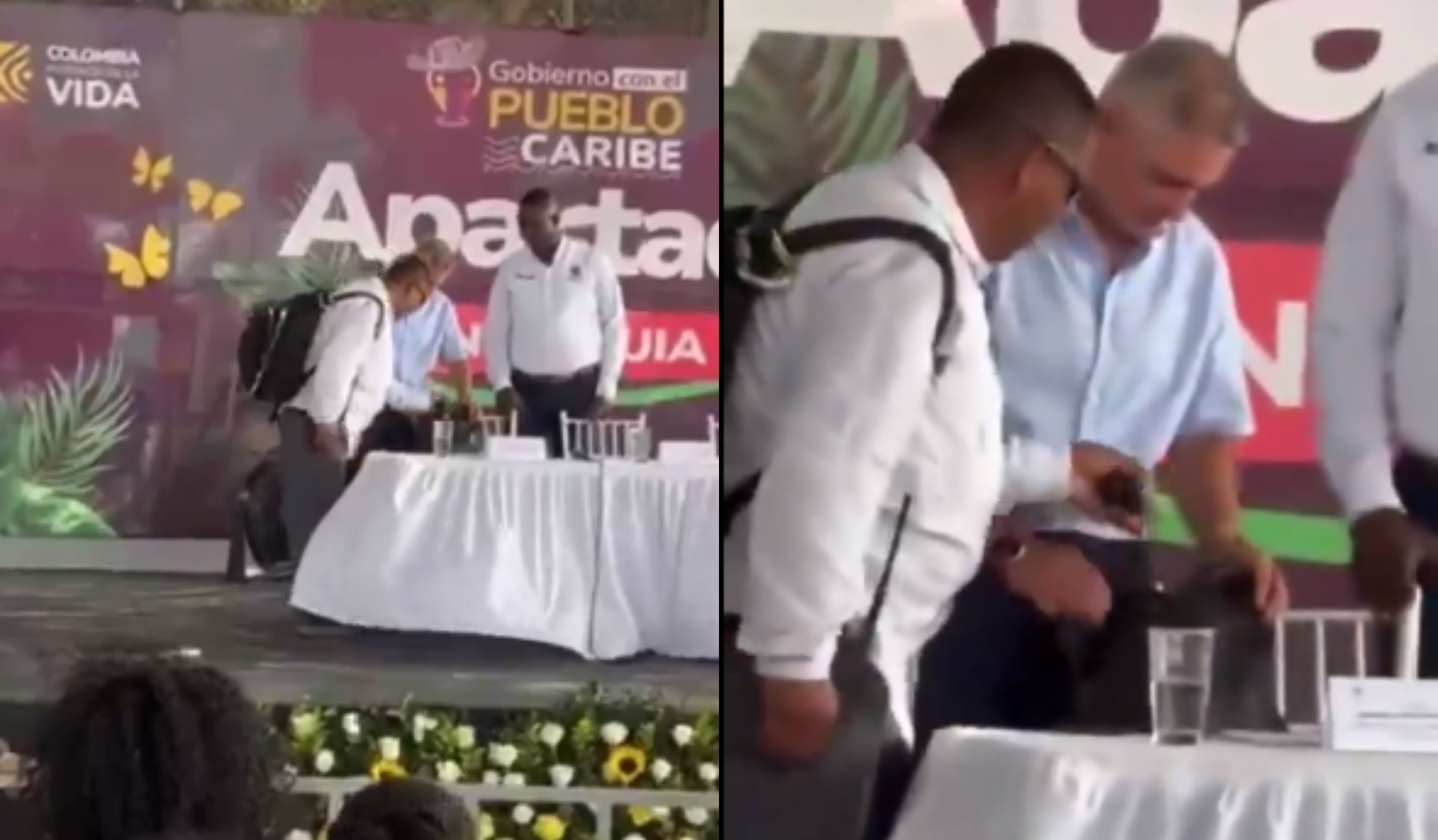 Personal del equipo de seguridad de la Presidencia requisó la mochila del gobernador de Antioquia cuando ya estaba en la mesa principal.