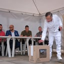 El presidente, Gustavo Petro, ejerciendo su derecho al voto, este 31 de mayo de 2026, en Bogotá
