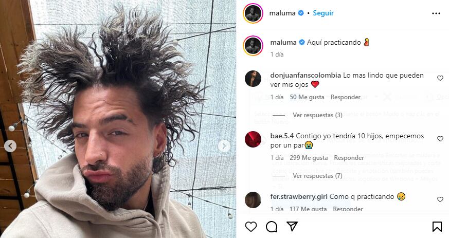 Varios usuarios reaccionaron a la publicación de Maluma y aplaudieron su faceta "paternal".