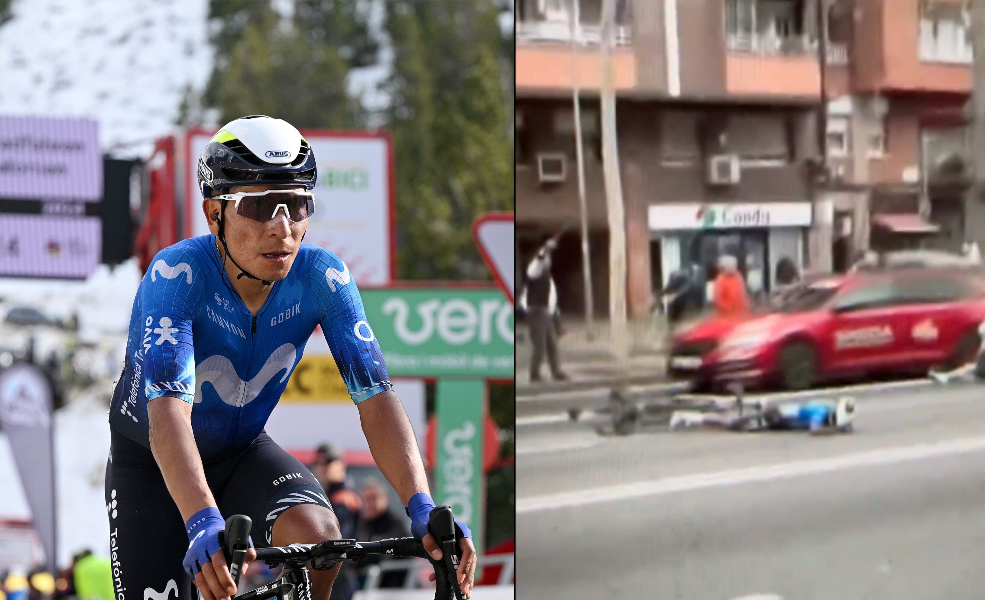 Faltaban cerca de 44 km para la meta cuando Nairo Quintana sufrió una caída que lo dejó fuera de la carrera.