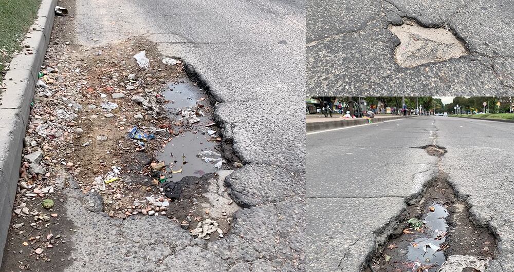 El 72 porciento de la malla vial local de Usaquén, en Bogotá, se encuentra llena de huecos, resaltos y vías destruídas.