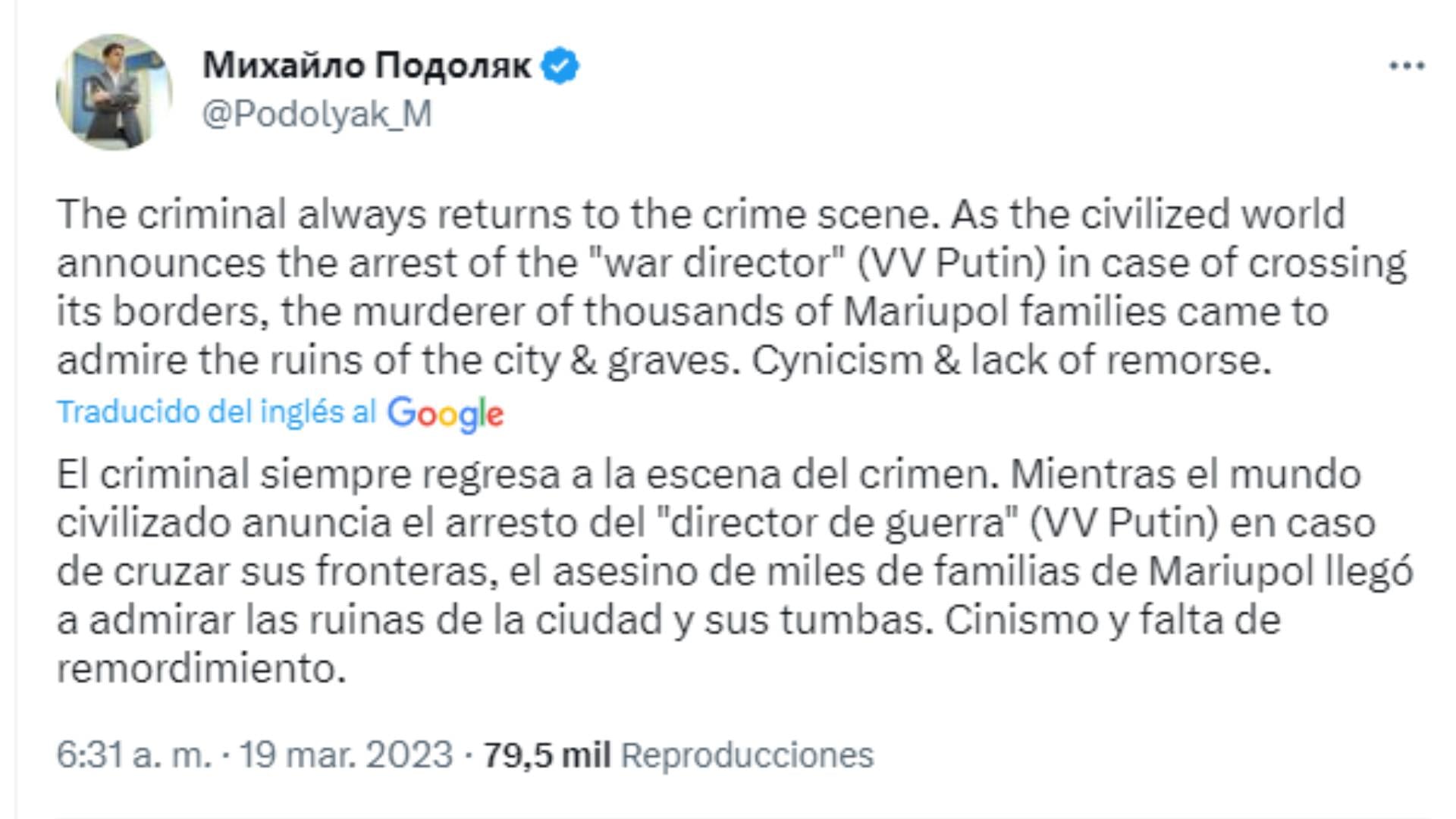 Imagen de Twitter de @Podolyak_M