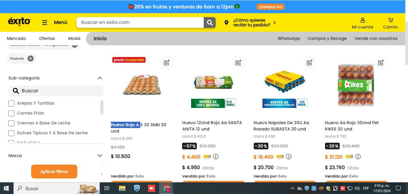 El precio de los huevos está bajando