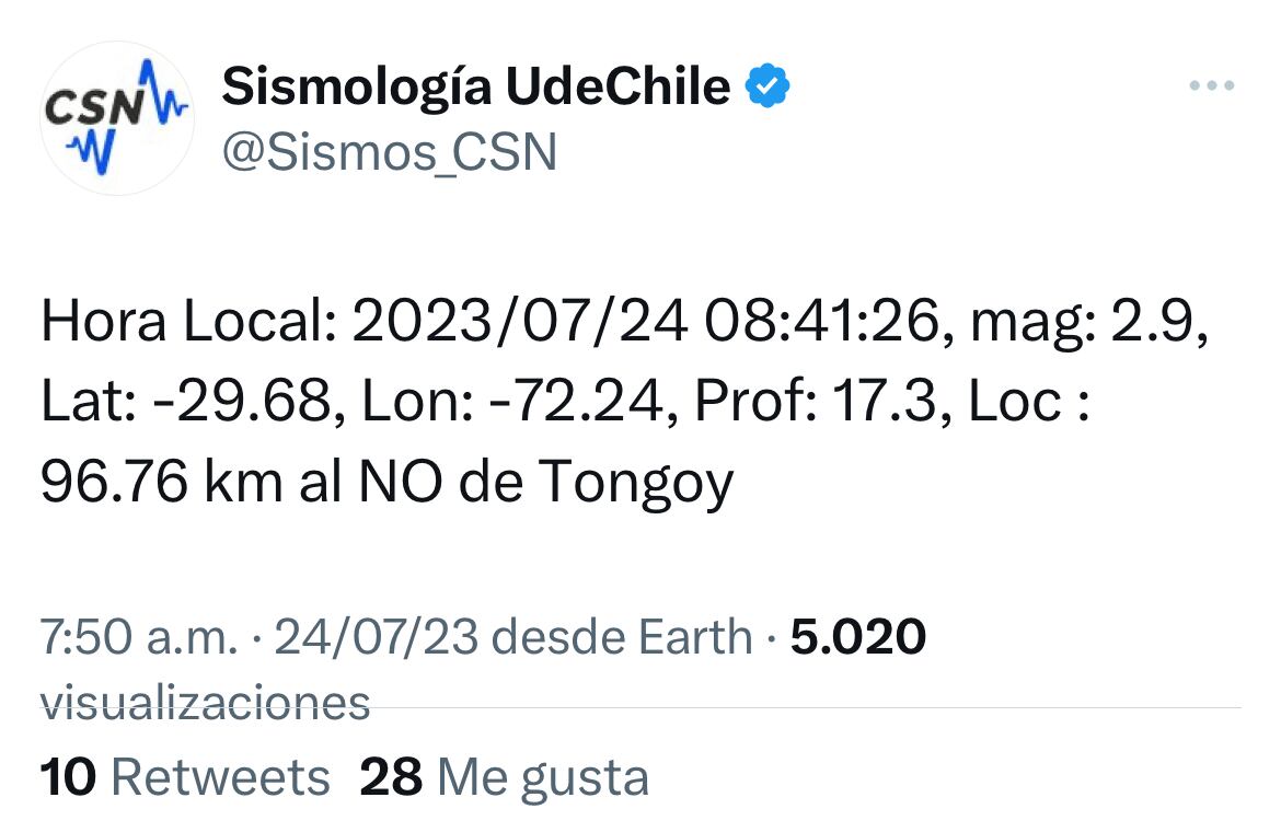 Temblor Chile
