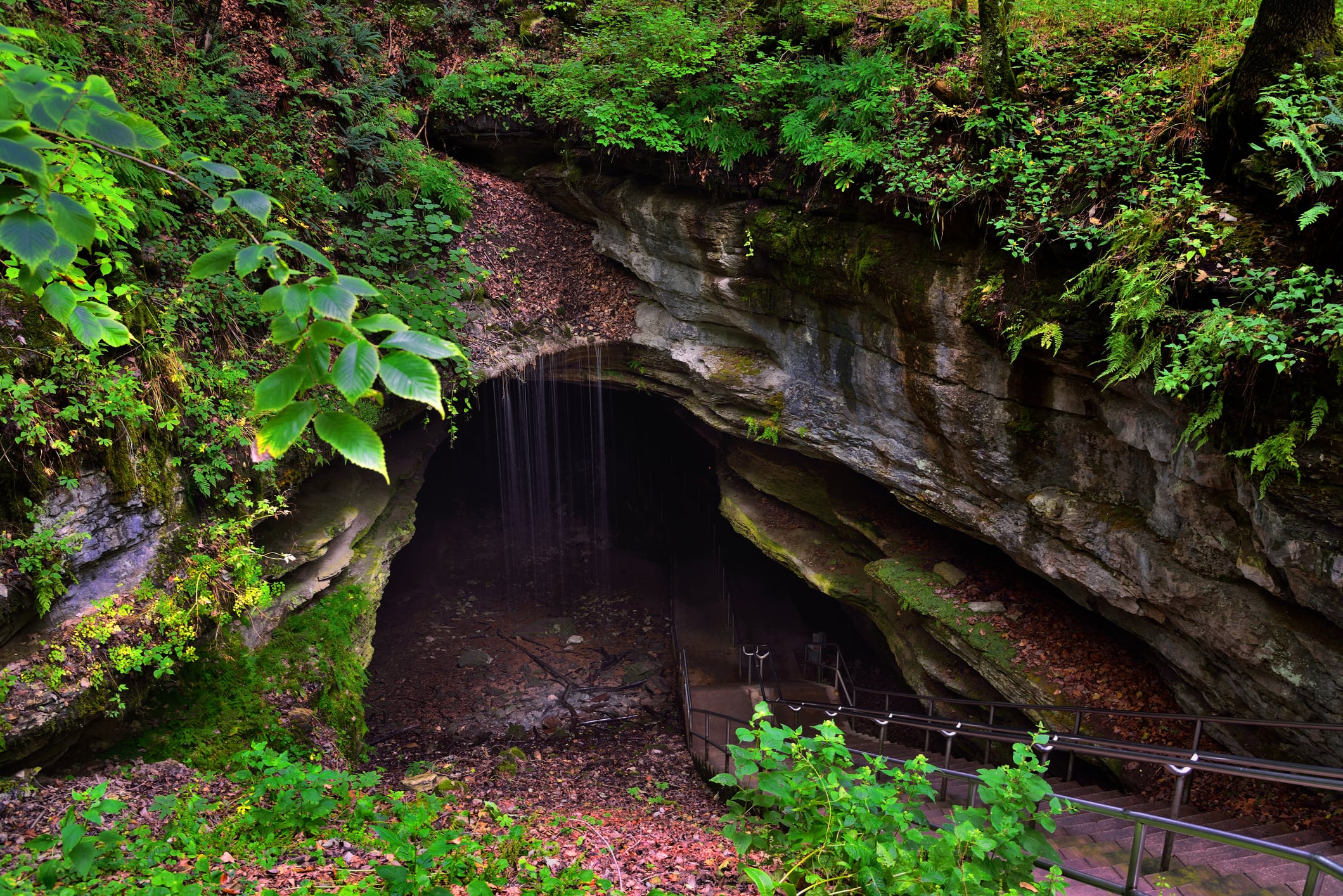 Esta es la famosa entrada a la cueva en el Parque Nacional Mammoth Cave.