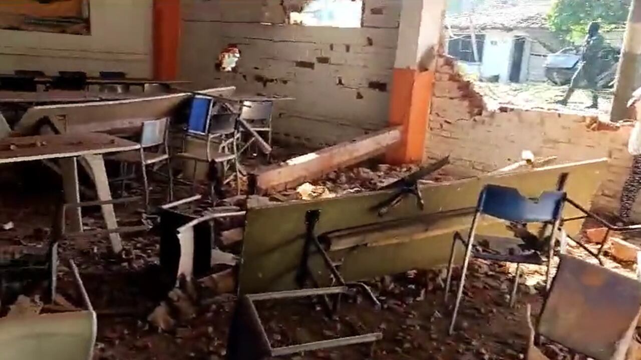 Así quedó el salón más afectado por la onda expansiva del atentado.