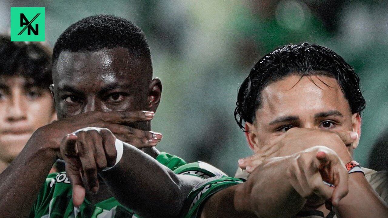 Marino Hinestroza celebrando su gol ante Santa Fe