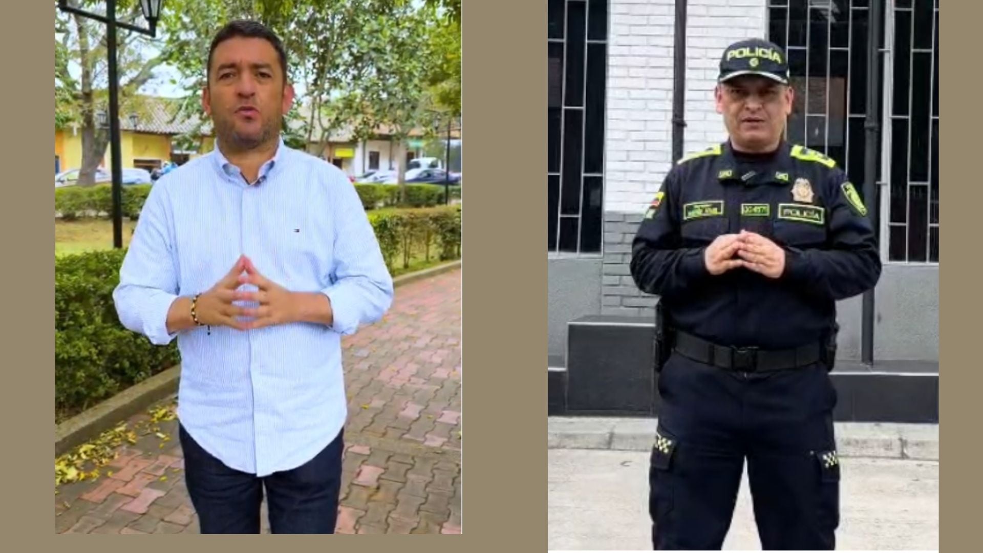 El alcalde de Subachoque, Jorge Alberto Camacho Lizarazo, junto al Coronel Andrés Arias Buitrago, comandante del departamento Policía Sabana