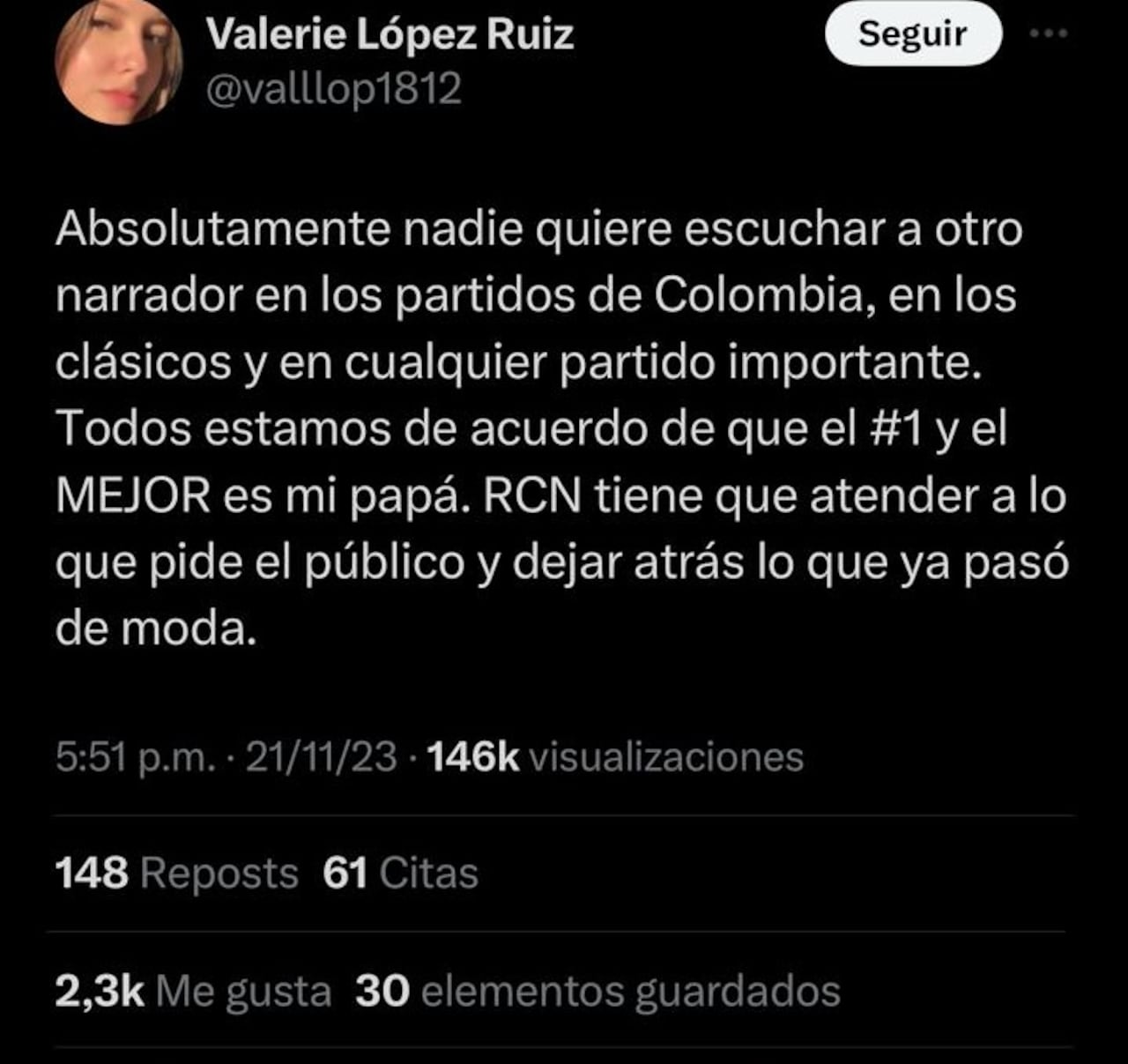 Trino de la hija de Eduardo Luis López