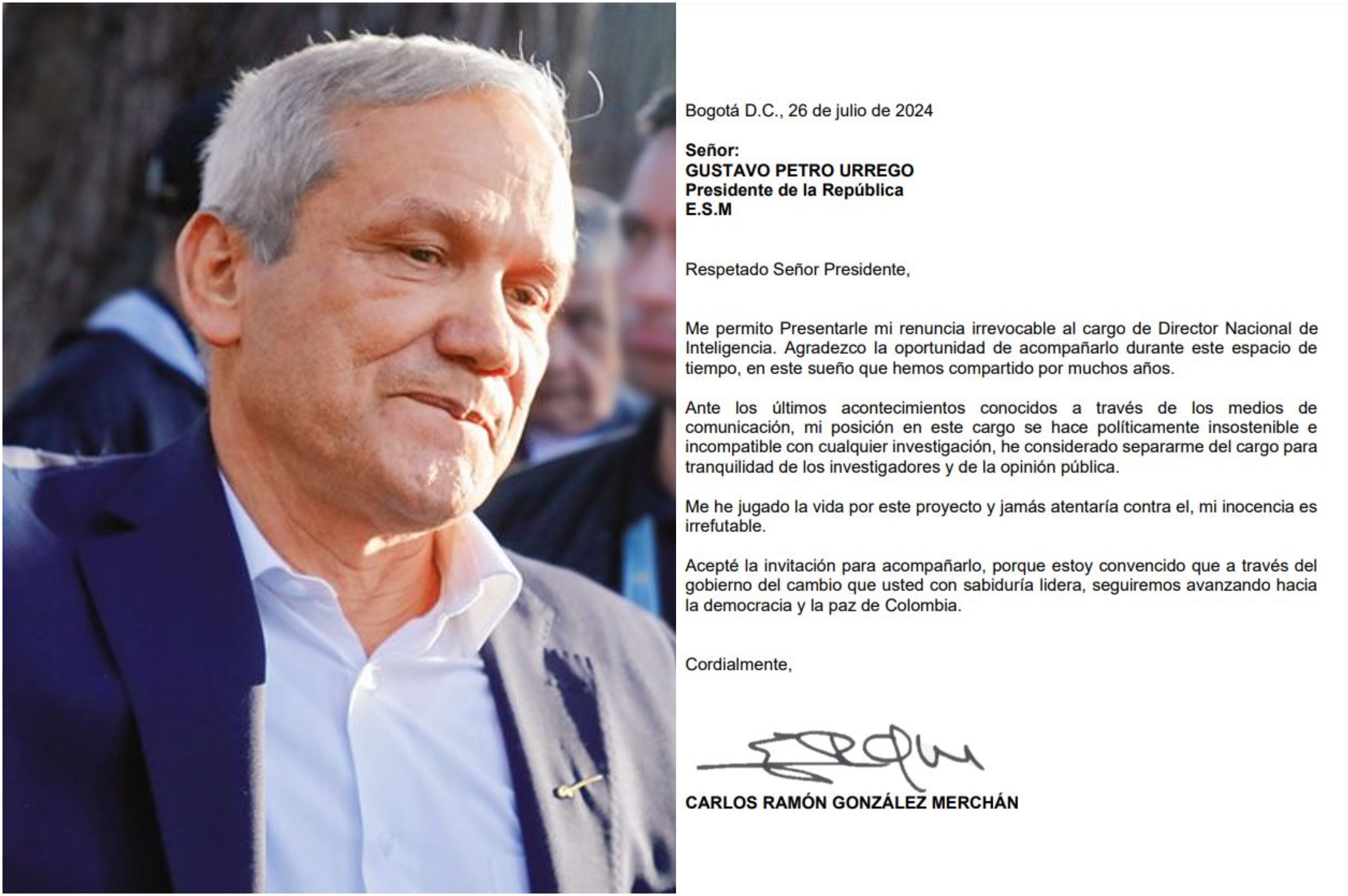 Carta de renuncia Carlos Ramón González
