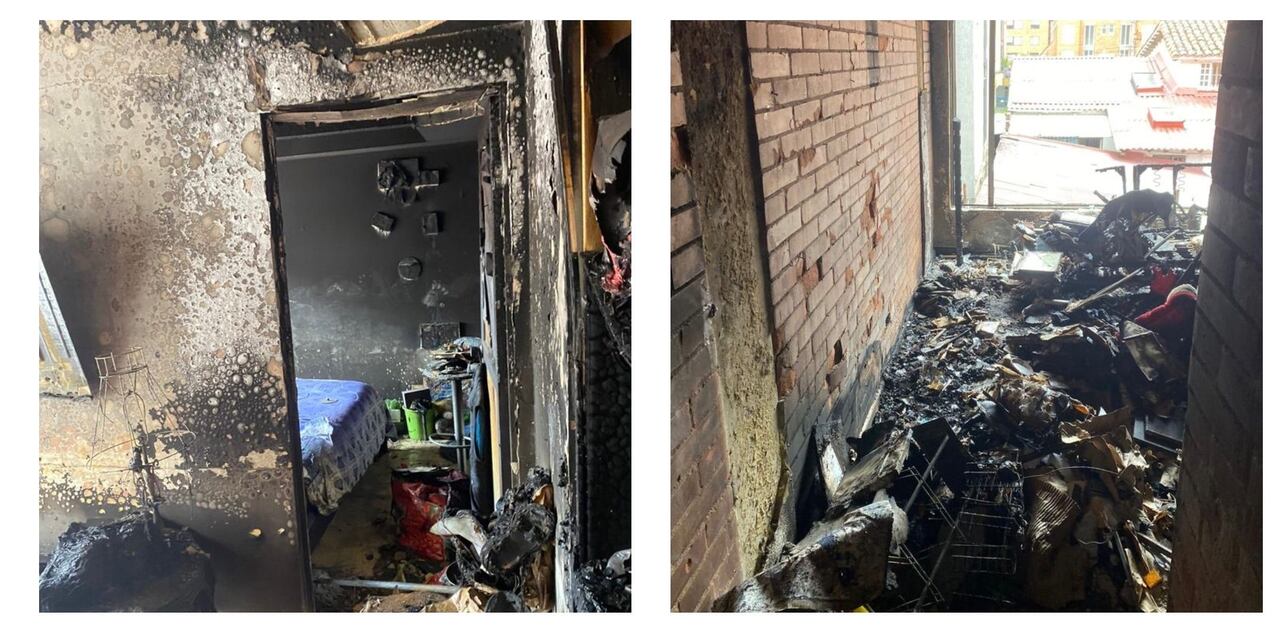 El apartamento incendiado quedó completamente destruido dejando graves afectaciones en la fachada y en el apartamento de arriba.
