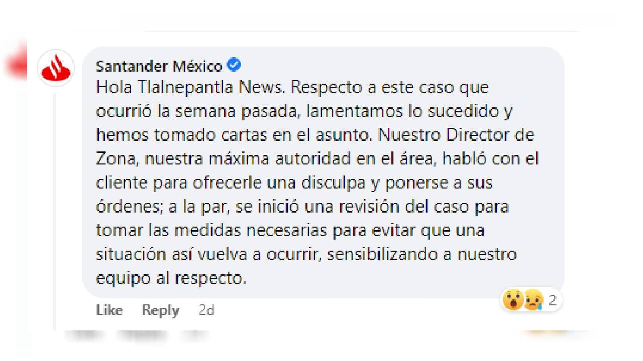 El banco dijo que ofreció disculpas a su cliente por lo sucedido.