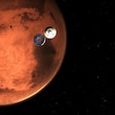 En esta ilustración facilitada por la NASA, el rover Perseverance abandona la etapa de crucero de su nave espacial, minutos antes de entrar en la atmósfera marciana. Ilustración: NASA / JPL-Caltech vía AP.