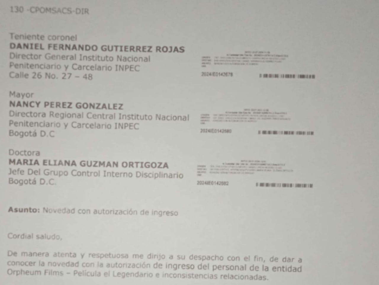 Documento del Inpec sobre las inconsistencias en la Colonia Agrícola de Acacías.