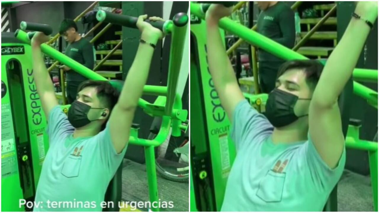 Joven grabó su primer día en el gimnasio, sin esperar que quedaría captada una lesión.