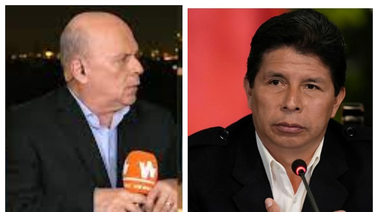 El comentarista deportivo Carlos Antonio Vélez y el expresidente de Perú Pedro Castillo.