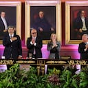 Posesión presidencial de Nicolás Maduro, acompañado de Tarek William Saab, fiscal general de Venezuela, Jorge Rodríguez, presidente de la Asamblea Nacional, Caryslia Rodríguez, presidenta de la Corte Suprema de Justicia y Elvis Amoroso, presidente de Consejo Nacional Electoral.