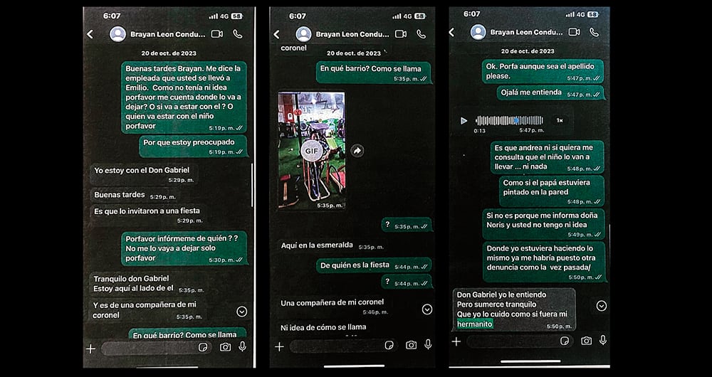    Los chats entre la coronel y sus subalternos dejan claro cómo les da órdenes para que le hagan mercado y hasta ejerzan como niñeros de su hijo.