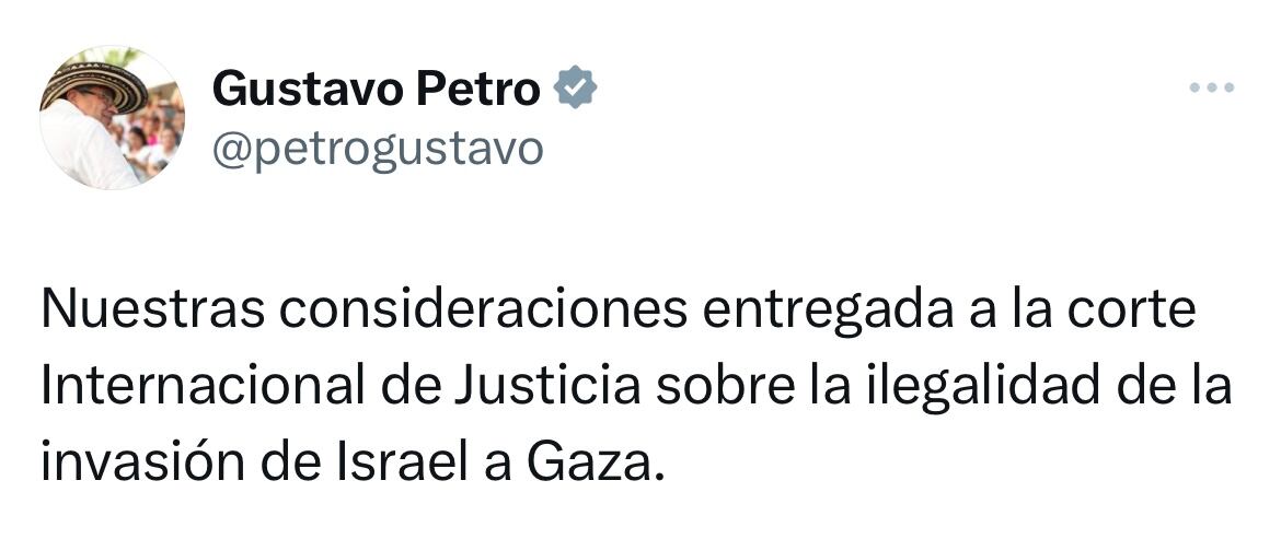 Mensaje de X del presidente Gustavo Petro