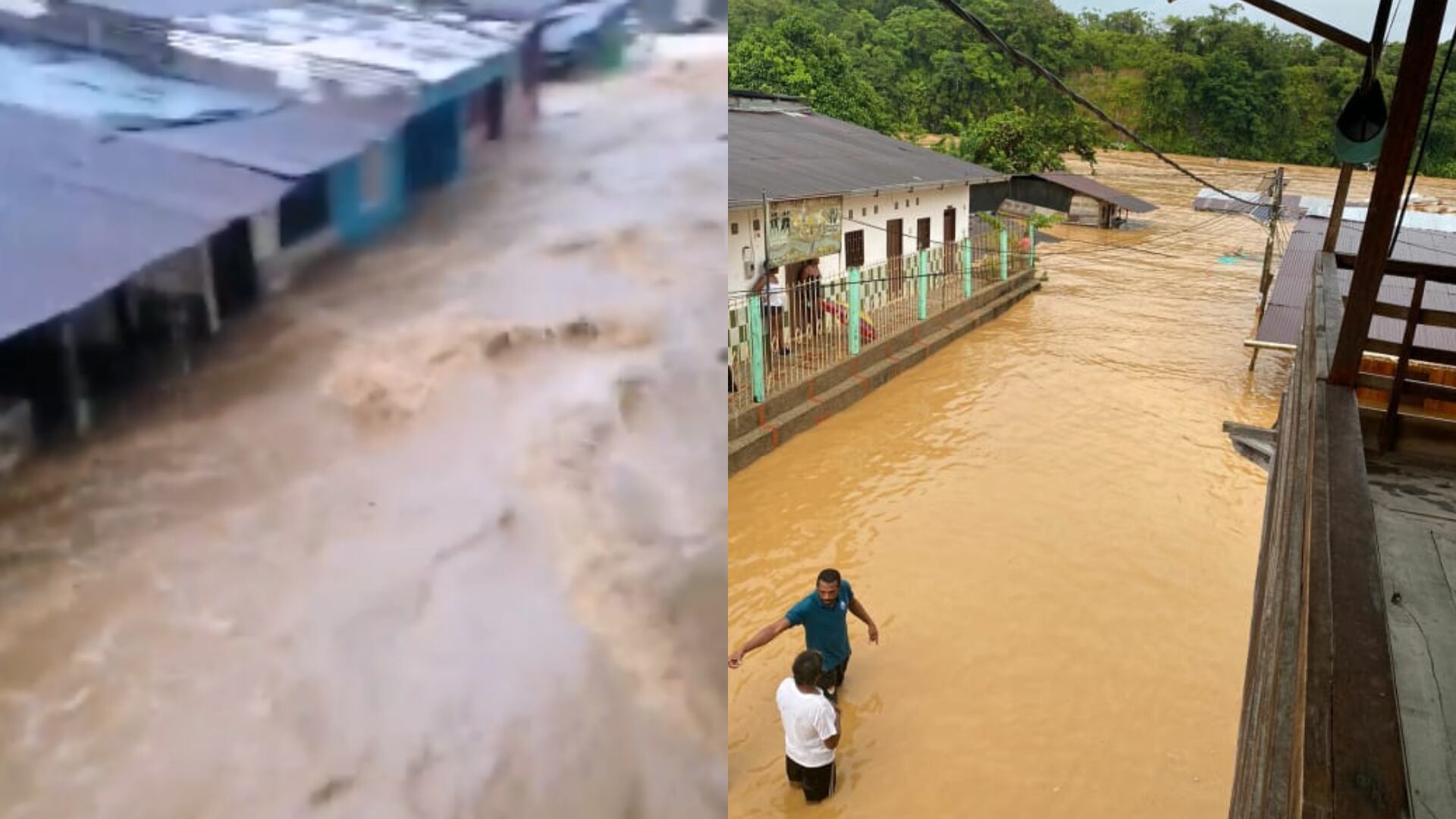 Inundaciones en Bagadó, Chocó, este 12 de octubre.