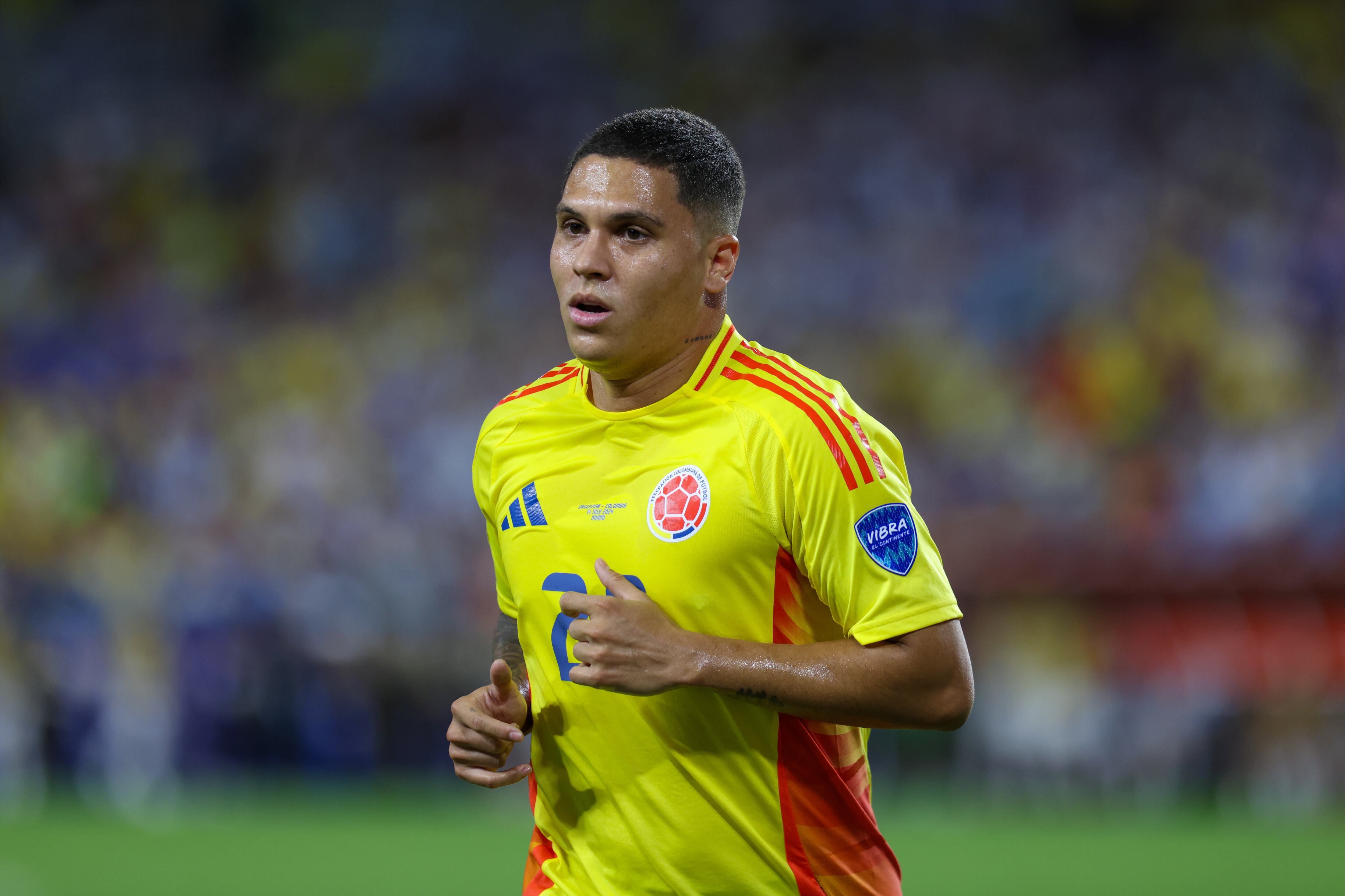 MIAMI GARDENS, FLORIDA - JULY 14: Juan Fernando Quintero #20 of Colombia during a game between Colombia and Argentina at Hard Rock Stadium on July 14, 2024 in Miami Gardens, FL. (Photo by Roger Wimmer/ISI Photos/Getty Images)
