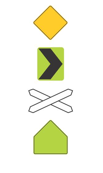 Las señales preventivas tienen diferentes formas y colores para advertir a los conductores sobre algunos aspectos de la vía.