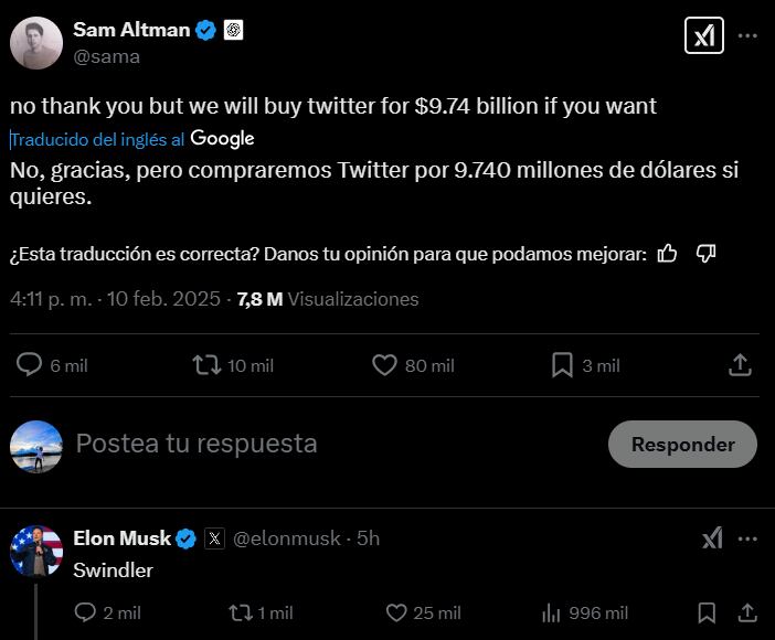 Musk contraatacó a Altman con una acusación que intensificó la disputa.