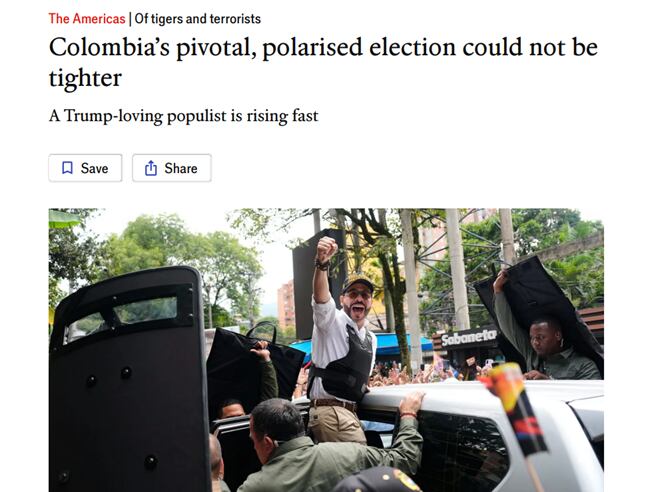 The Economist sobre las elecciones de Colombia