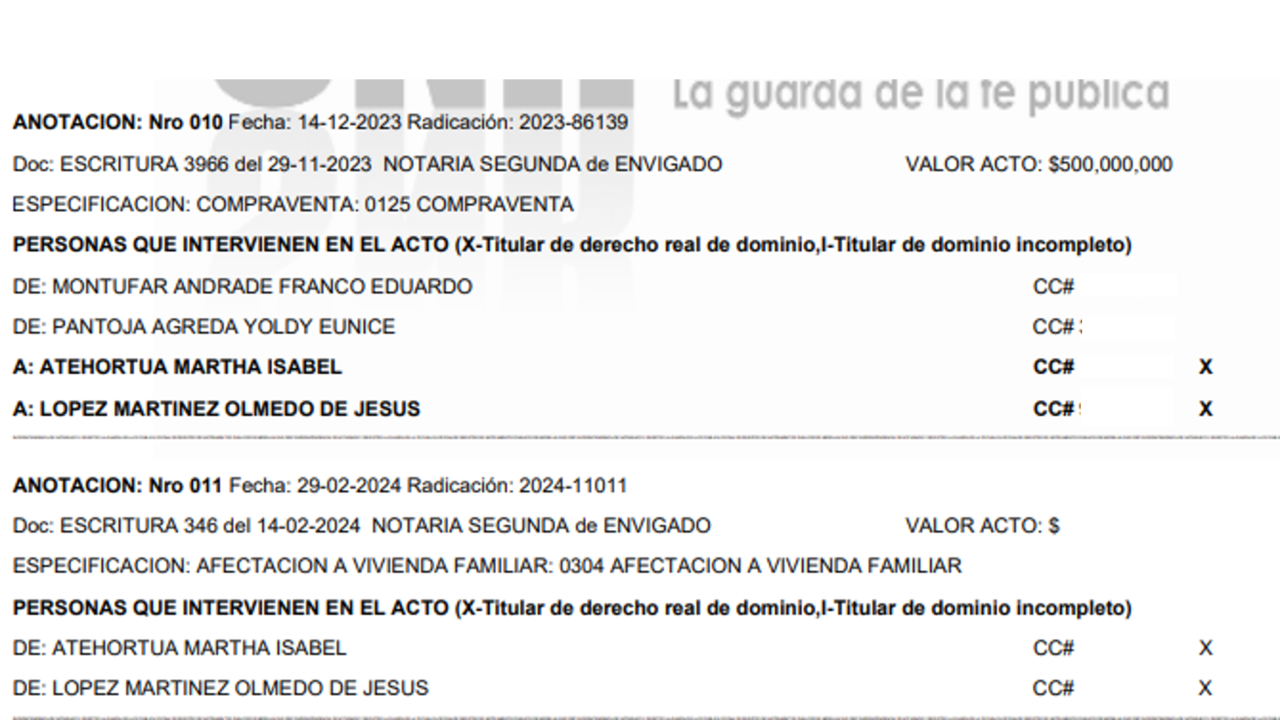 Escritura casa Olmedo López.