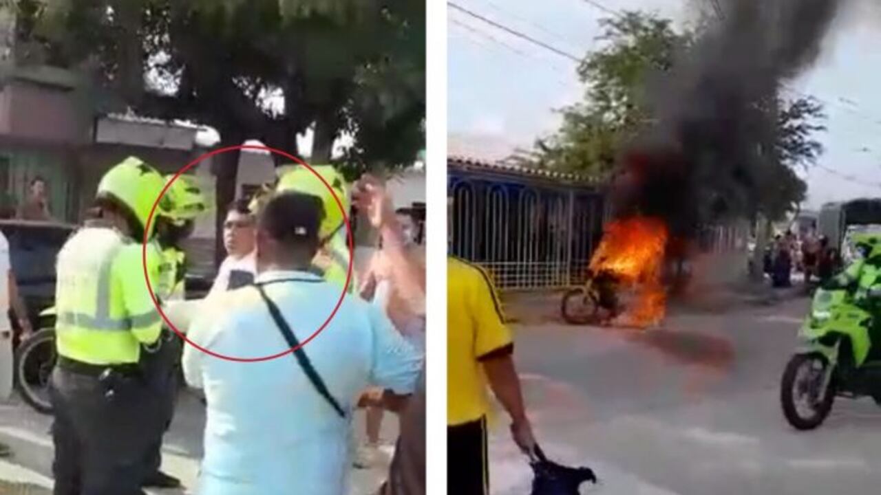 Lo solicitaron para una requisa de rigor, hubo una discusión y cuando le notificaron de sus infracciones, quemó la moto.