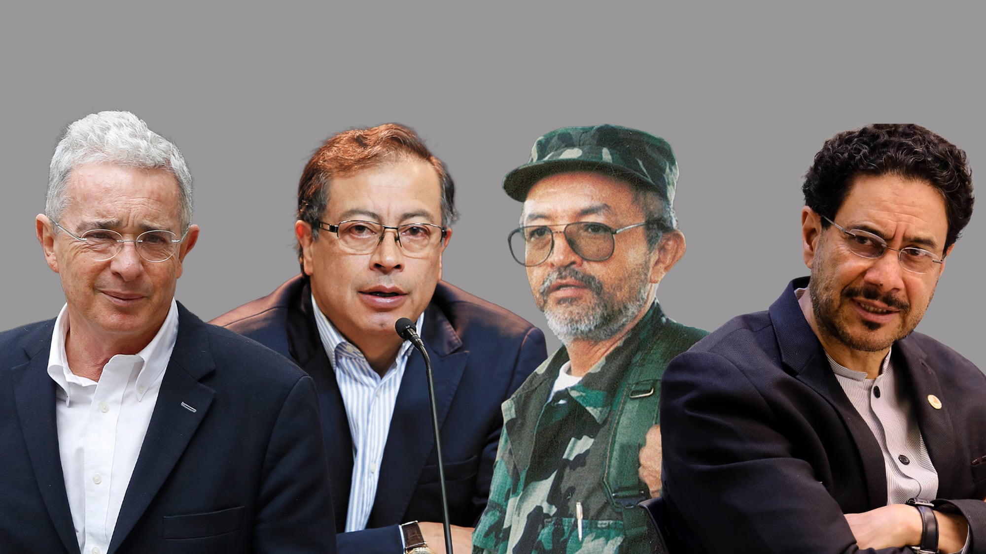 Alvaro Uribe, Gustavo Petro, Raúl Reyes e Iván Cepeda