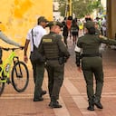 Despliegue de Policías Antinarcóticos y la Dijín en el centro histórico de Cartagena.