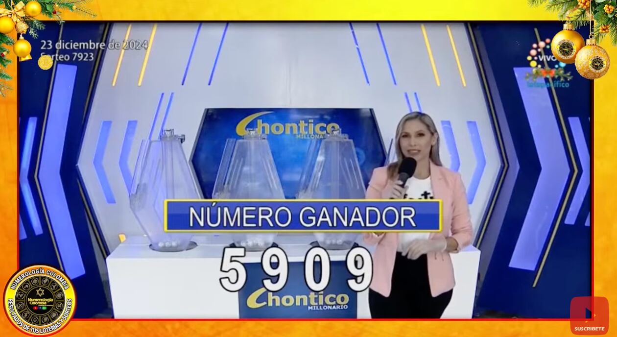 Resultado lotería Chontico lunes 23 de diciembre de 2024