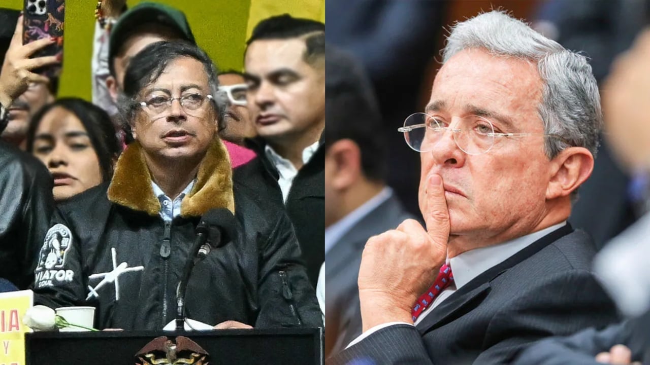 El presidente Gustavo Petro y el exmandatario Álvaro Uribe.