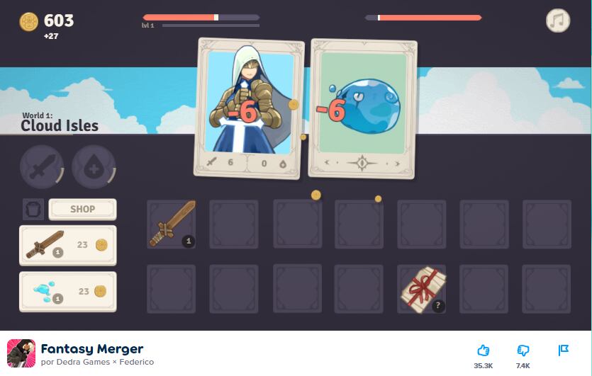 Fantasy Merger es un juego gratuito disponible en Poki.com.