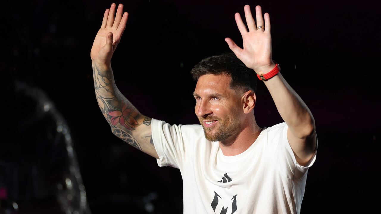 Lionel Messi en su presentación con Inter de Miami.