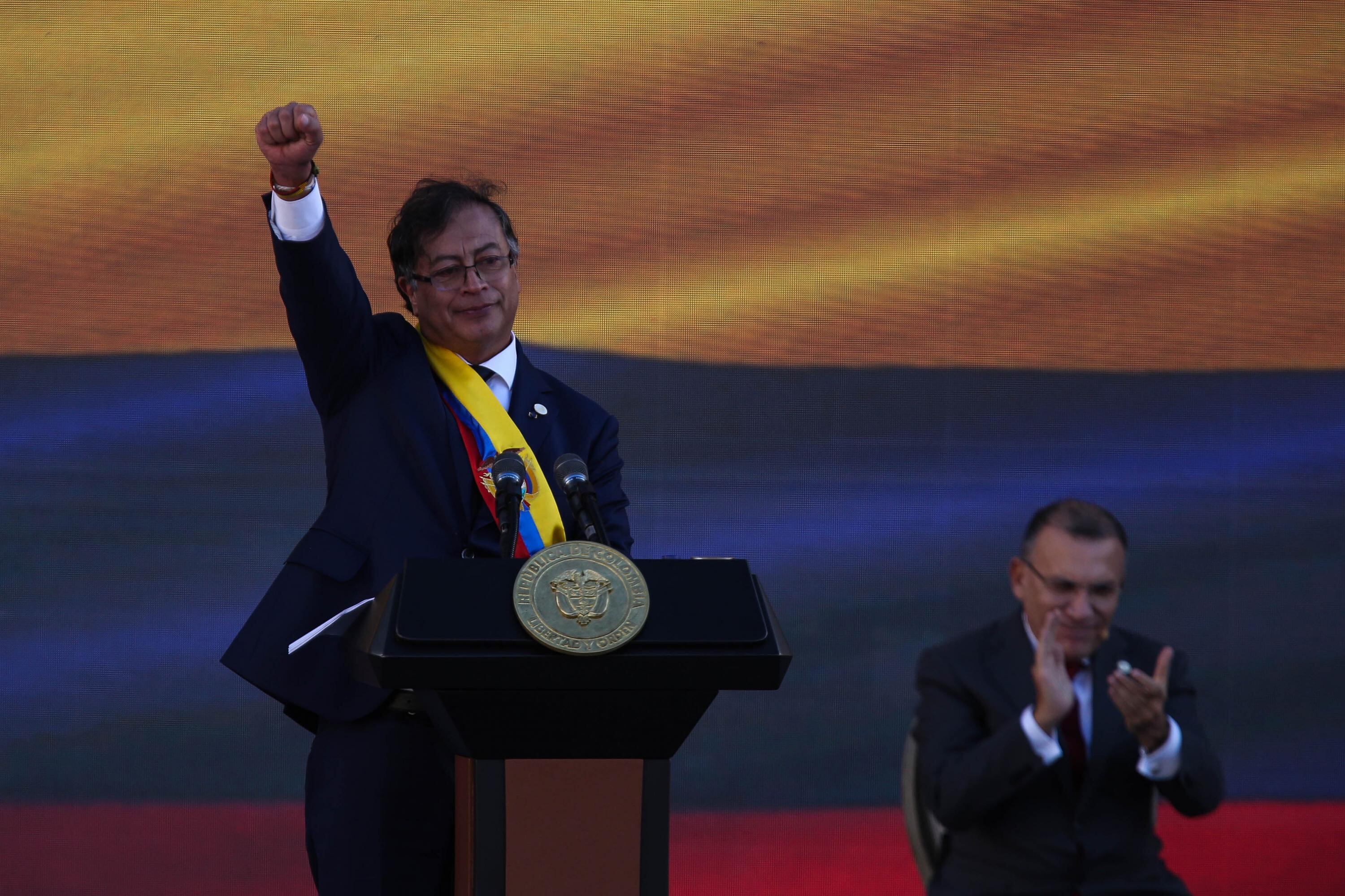 Gustavo Petro en su acto de posesión como presidente de Colombia.