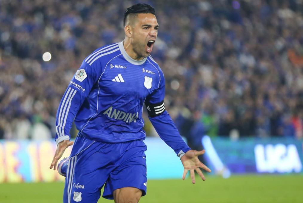 Falcao García celebra su primer gol en el 2026.