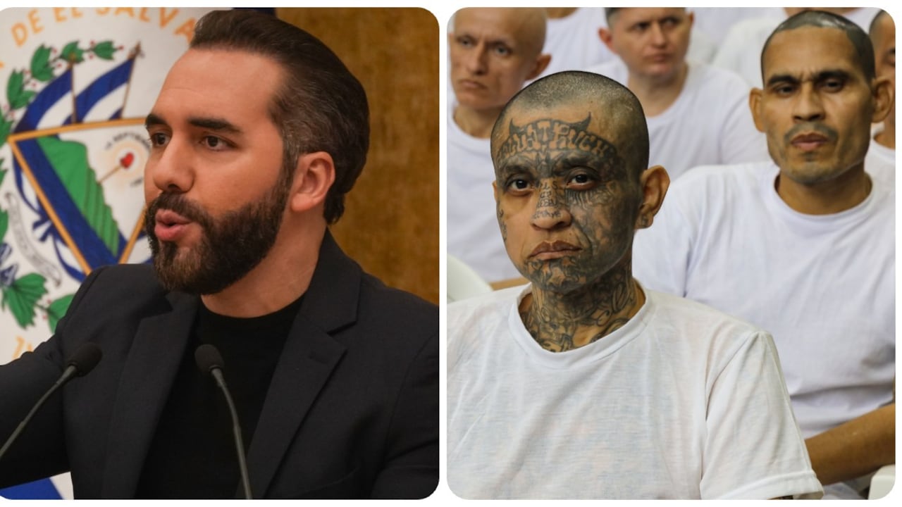 Nayib Bukele y presos del Cecot