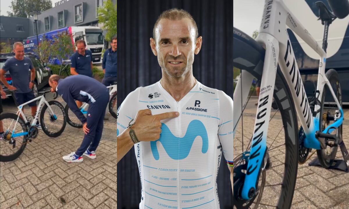 Bicicleta Alejandro Valverde - Vuelta a España 2022. Foto: Captura de pantalla Twitter Movistar Team (@Movistar_Team)//Prensa Movistar Team/Photo Gomez Sport